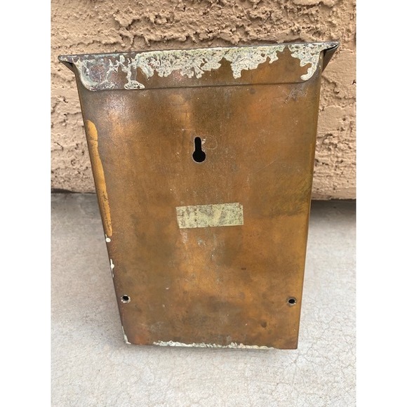Vtg Antique Copper Wall Mount Mailbox Mission Style Patina Includes Key (Read) - Picture 8 of 12
